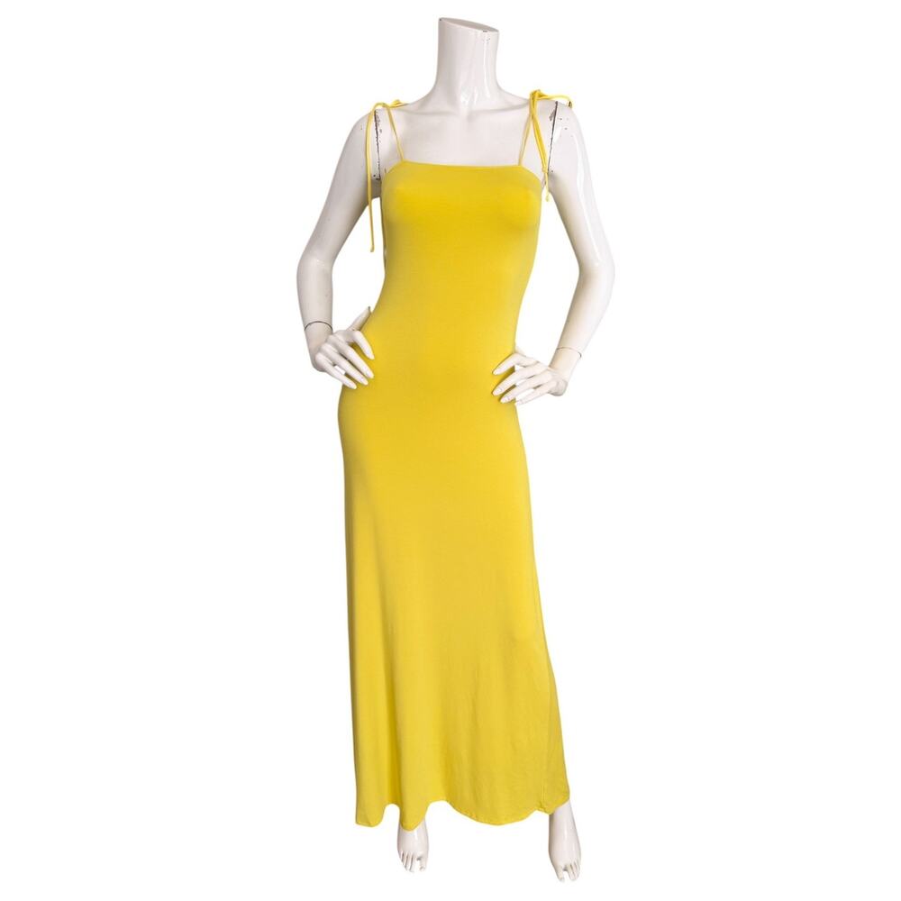 The Line by K Maxi Dress Bright Yellow Jersey Tie Spaghetti Strap Size XS
